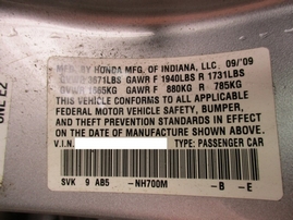 2009 HONDA CIVIC LX SILVER 4DR 1.8L VTEC AT A16320